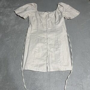 Abercrombie & Fitch Dress Womens Large Beige Linen Blend Mini Button Front Beach